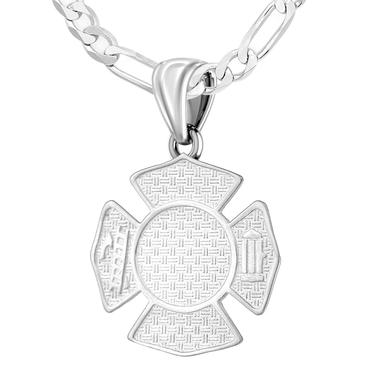Ladies 925 Sterling Silver Customizable Firefighter Pendant Necklace, 26mm
