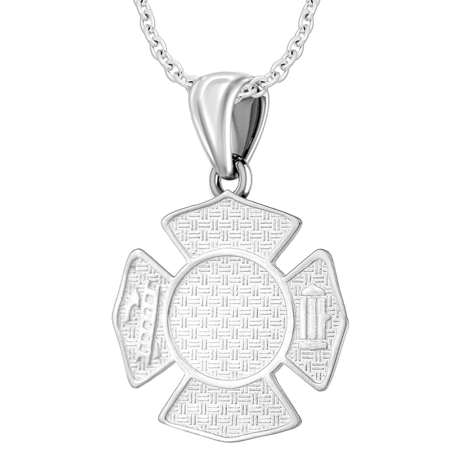 Ladies 925 Sterling Silver Customizable Firefighter Pendant Necklace, 26mm
