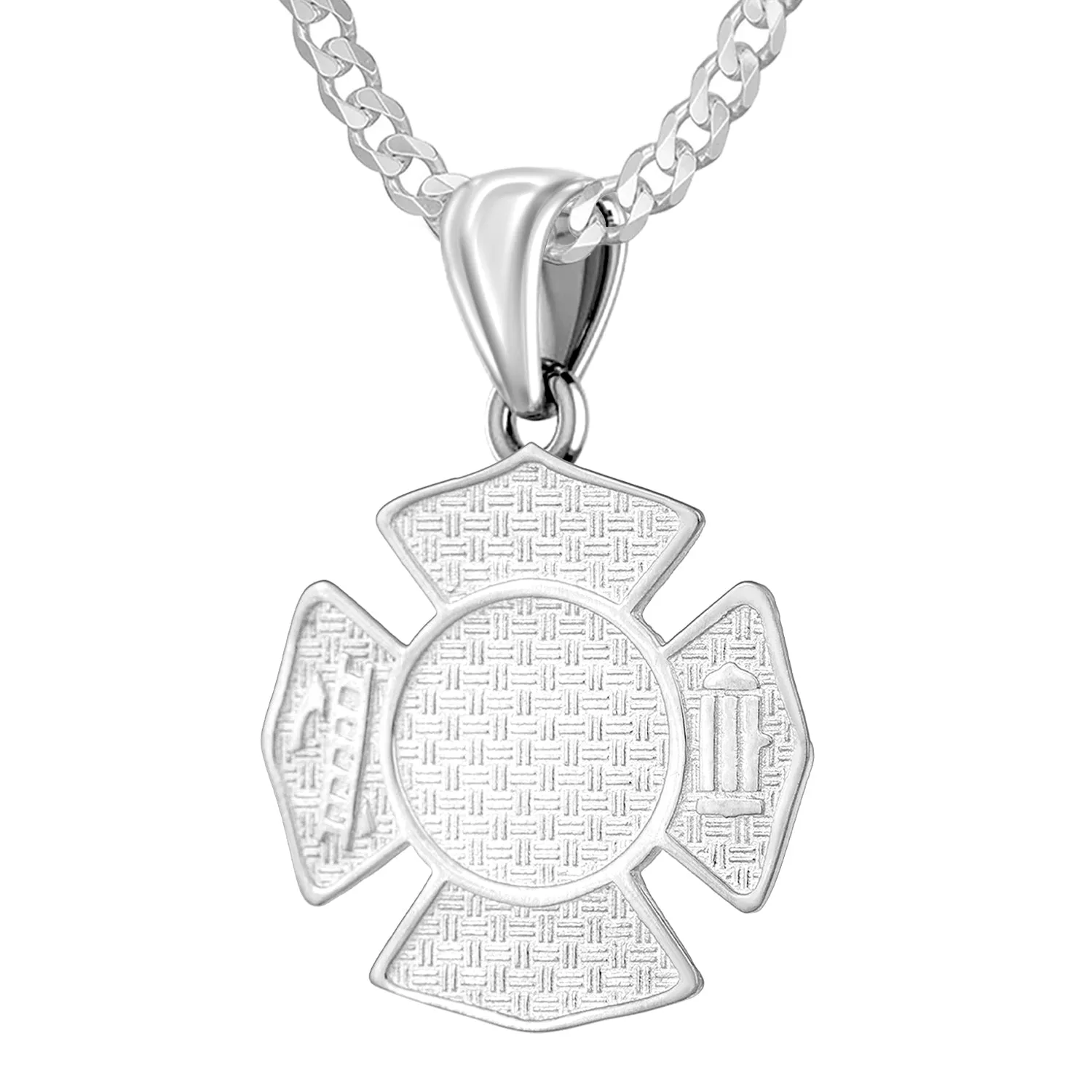 Ladies 925 Sterling Silver Customizable Firefighter Pendant Necklace, 26mm