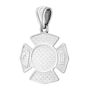 Ladies 925 Sterling Silver Customizable Firefighter Pendant Necklace, 26mm