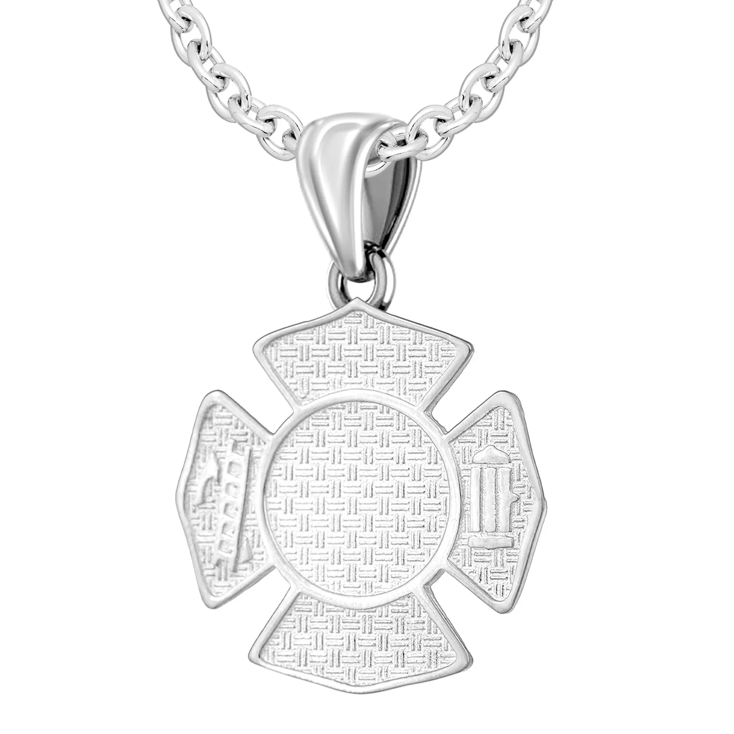 Ladies 925 Sterling Silver Customizable Firefighter Pendant Necklace, 26mm