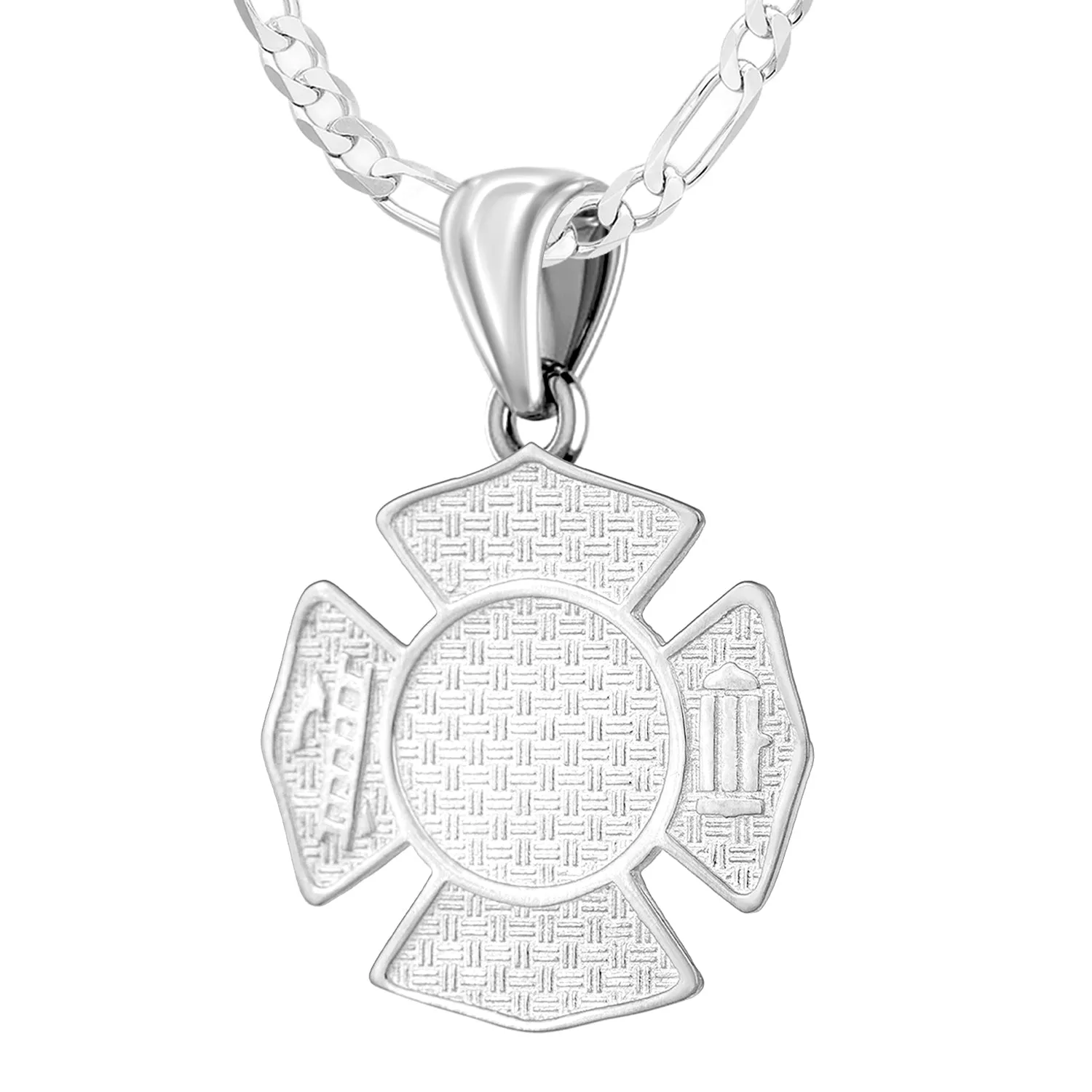 Ladies 925 Sterling Silver Customizable Firefighter Pendant Necklace, 26mm