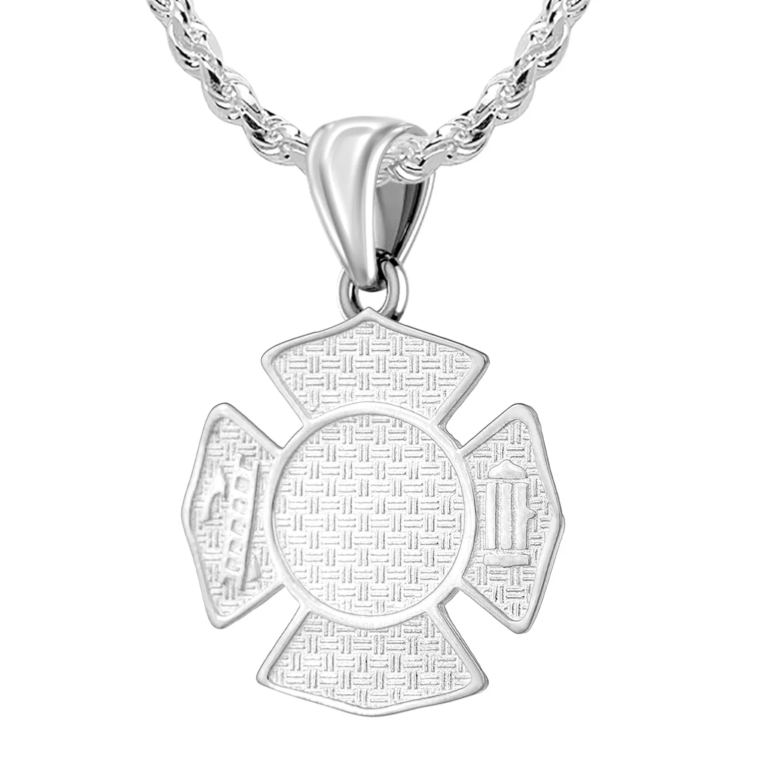 Ladies 925 Sterling Silver Customizable Firefighter Pendant Necklace, 26mm