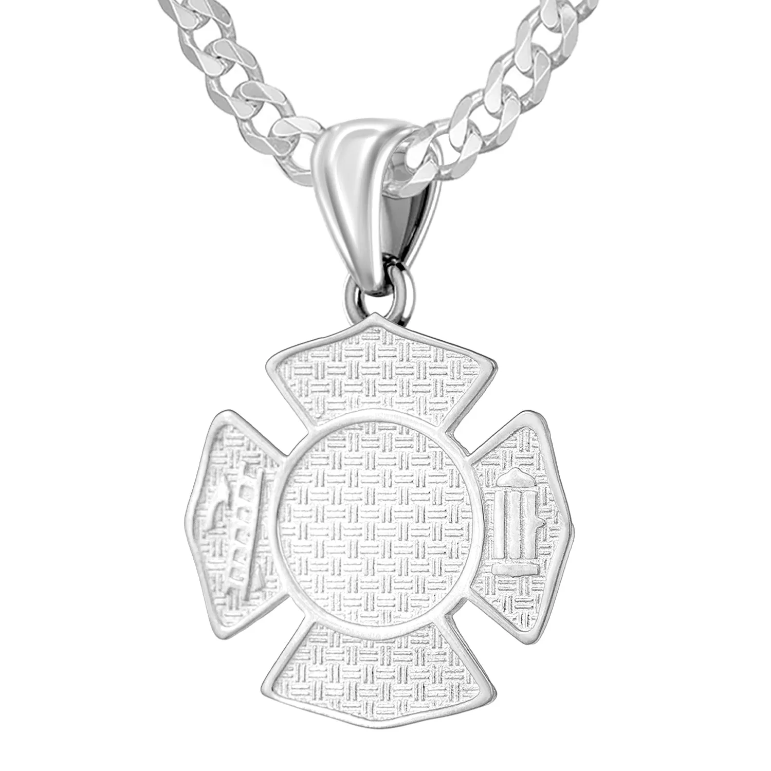 Ladies 925 Sterling Silver Customizable Firefighter Pendant Necklace, 26mm