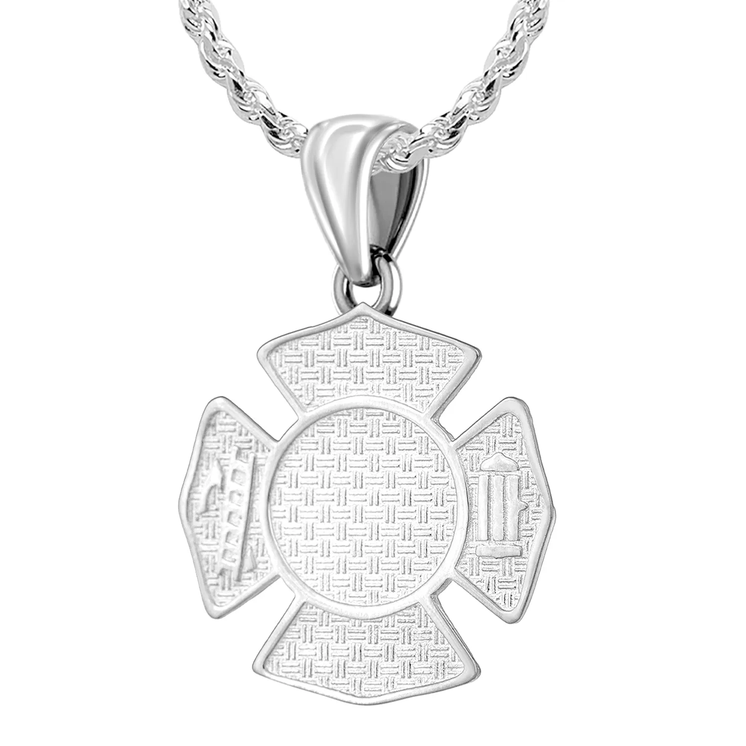 Ladies 925 Sterling Silver Customizable Firefighter Pendant Necklace, 26mm