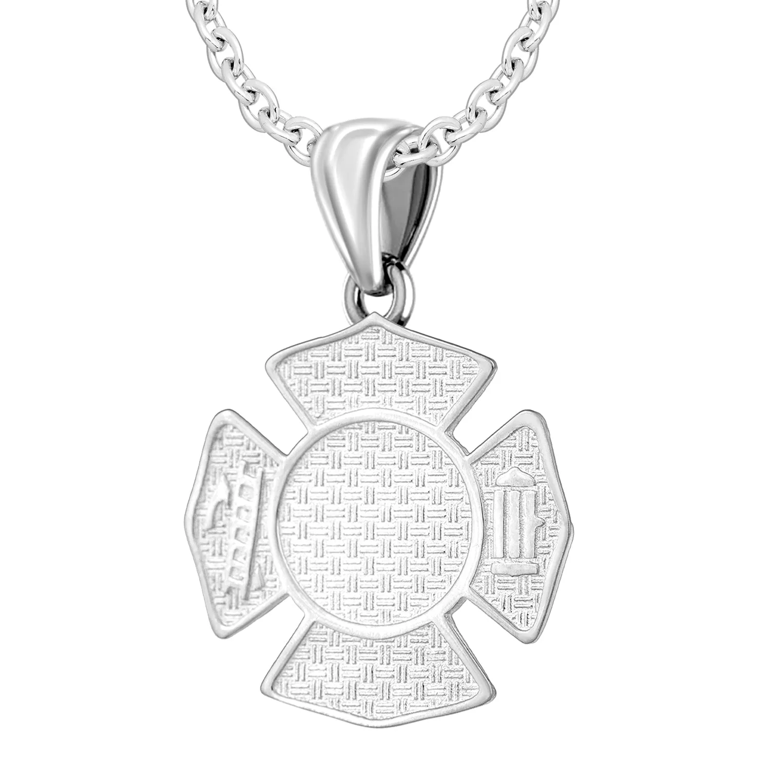 Ladies 925 Sterling Silver Customizable Firefighter Pendant Necklace, 26mm