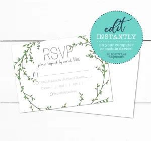 Laurel Wreath Spring Garden Wedding RSVP Card
