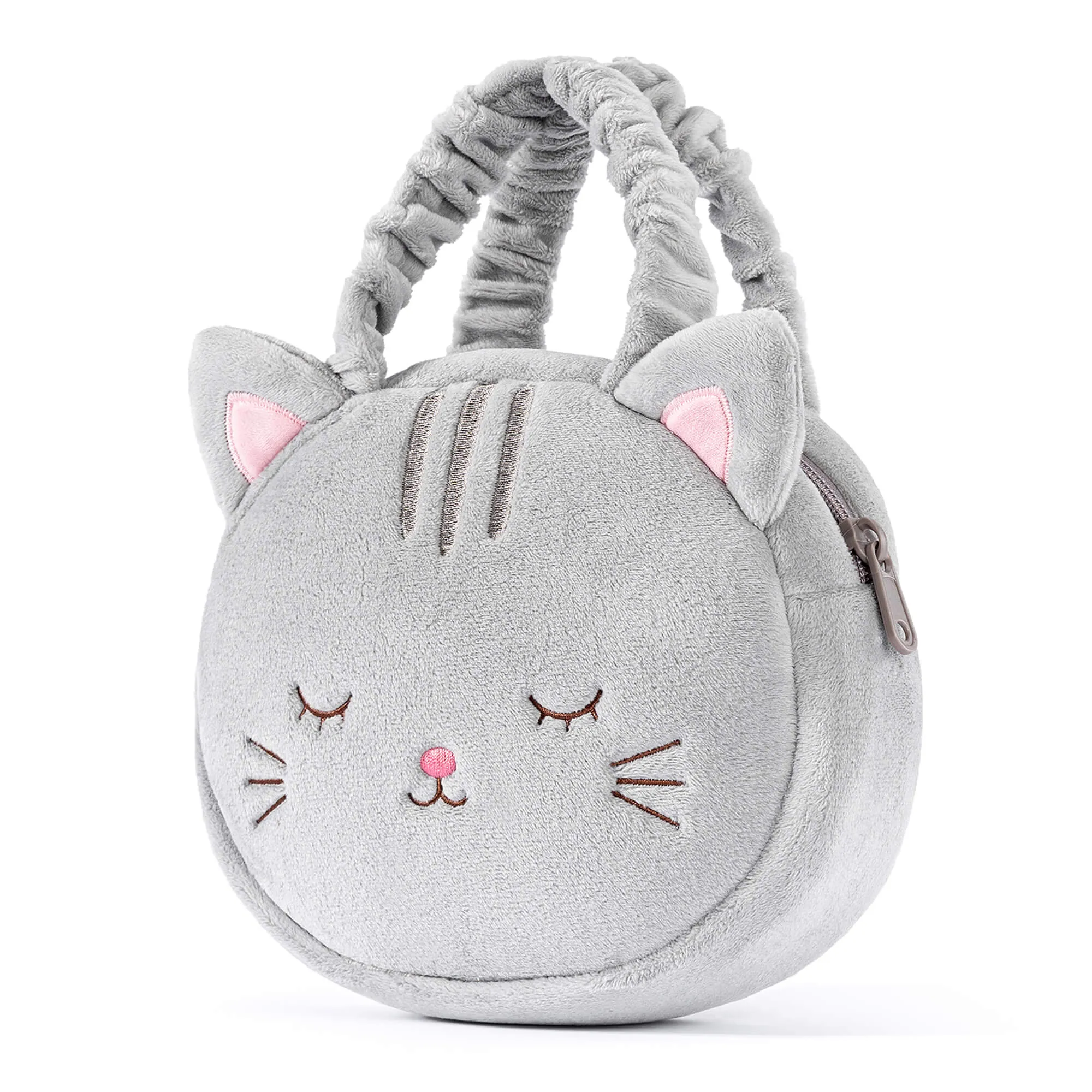 Lazadagifts 6-inch Fashion Baby Girls Kitty Cat Handbag Plush Girls Purse Gray