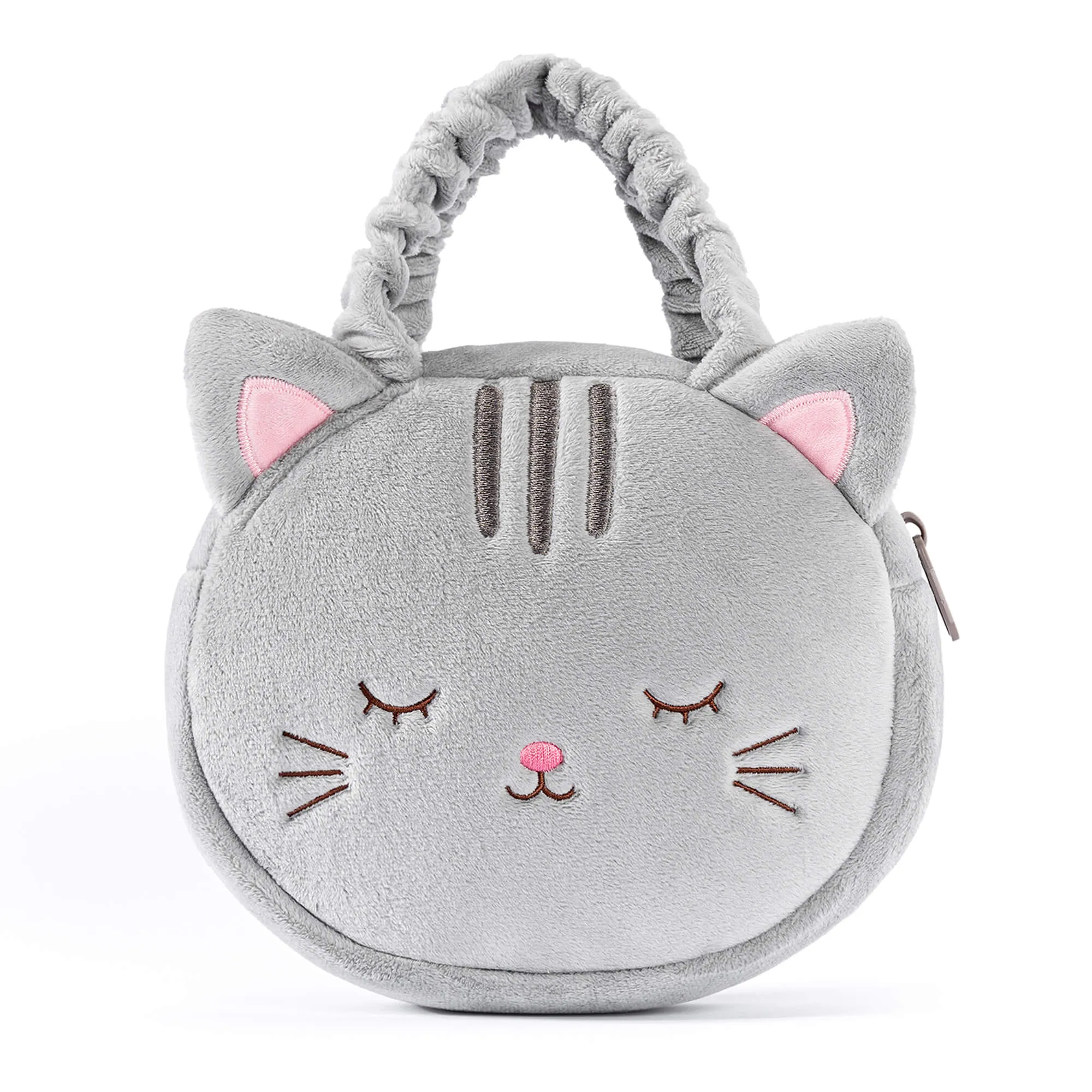 Lazadagifts 6-inch Fashion Baby Girls Kitty Cat Handbag Plush Girls Purse Gray