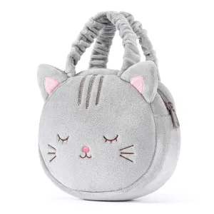 Lazadagifts 6-inch Fashion Baby Girls Kitty Cat Handbag Plush Girls Purse Gray