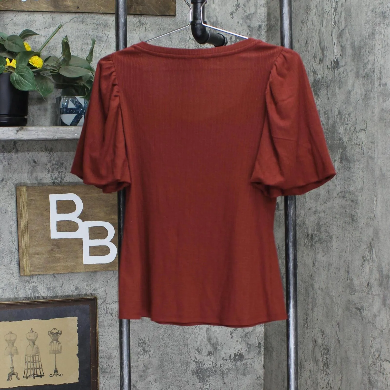 Lc Lauren Conrad Womens Sweetheart Bubble-Sleeve Tee WL2UK003RS2 Red S