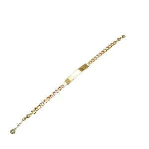 Leaf Design Link ID Fancy Bracelet (14K)