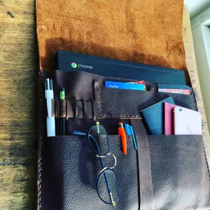 Leather document case, iPad sleeve, Pocket tablet case and pocket organizer