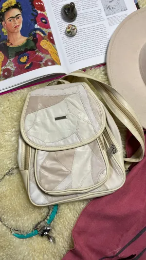 Leather patchwork backpack