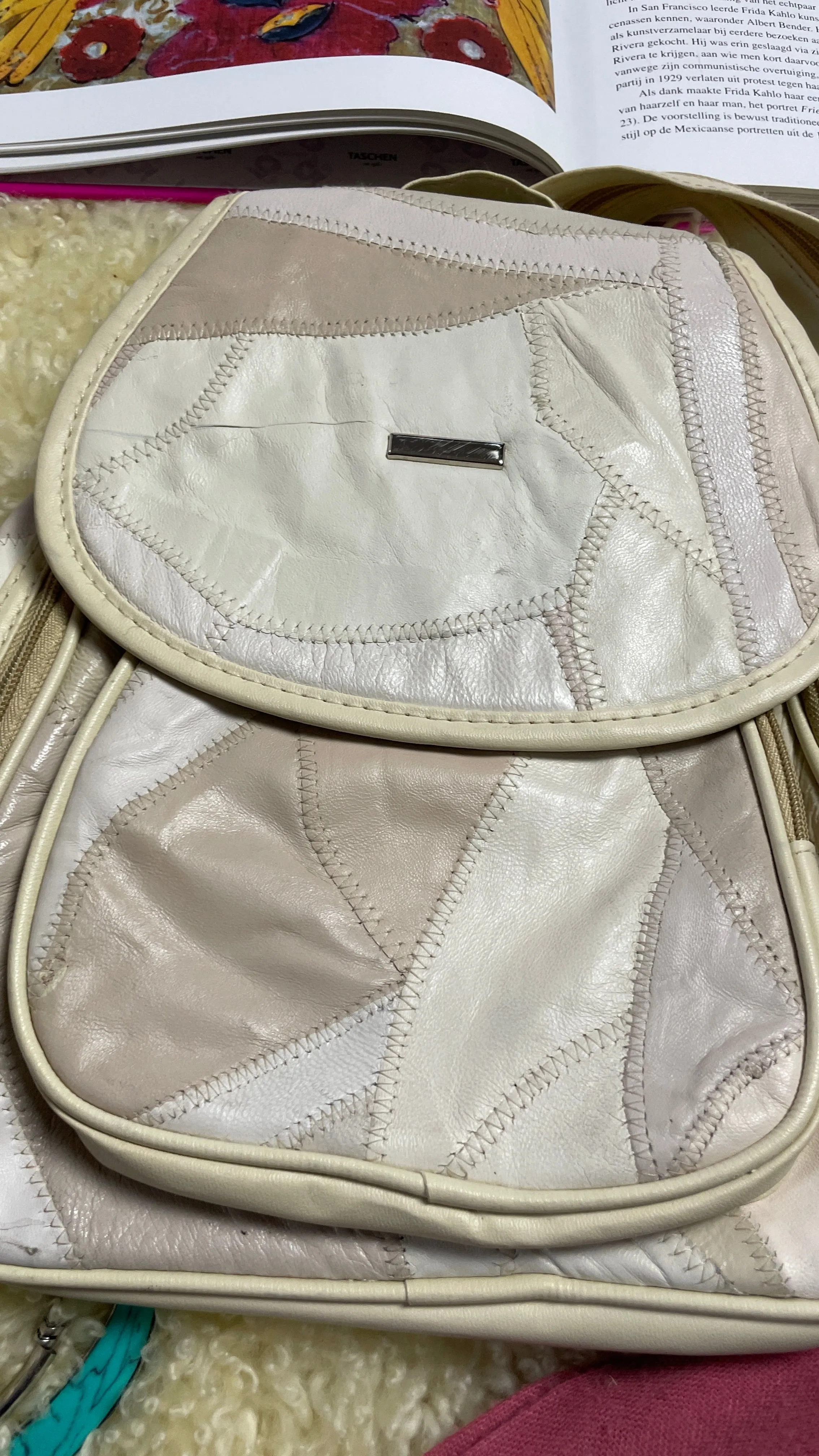 Leather patchwork backpack