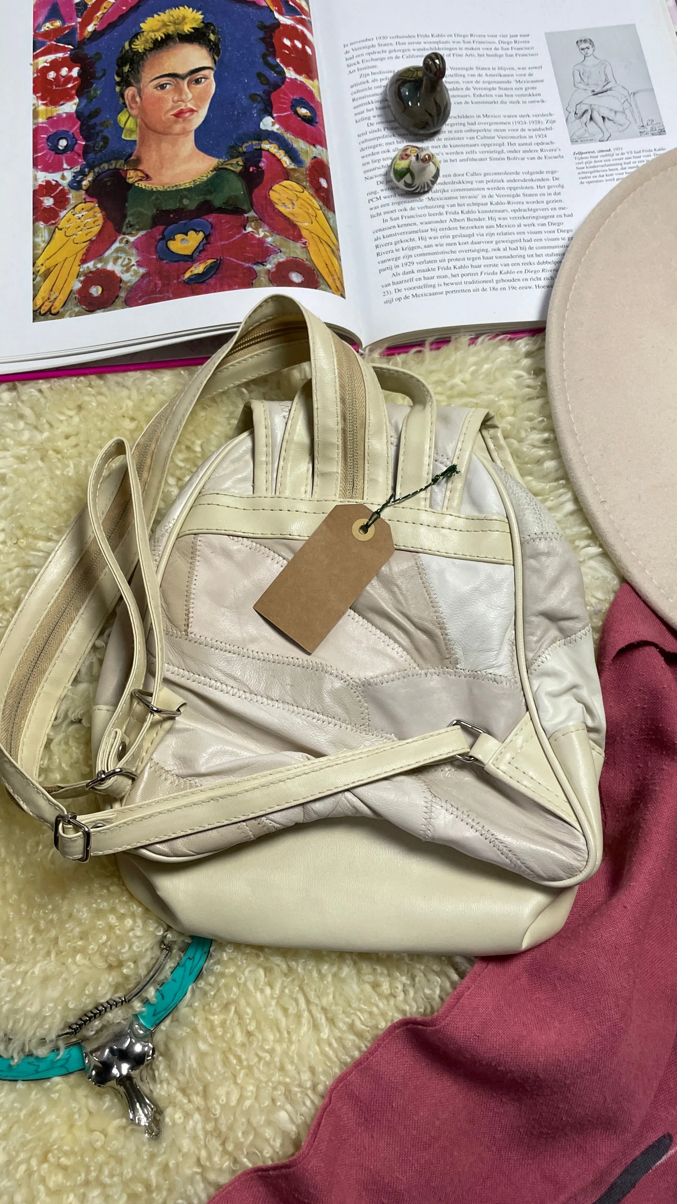 Leather patchwork backpack