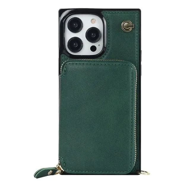 Leather Wallet Phone Case With Lanyard