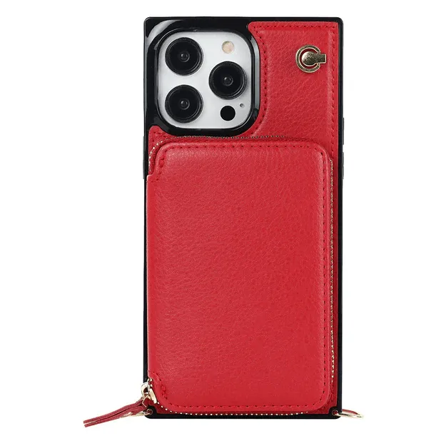 Leather Wallet Phone Case With Lanyard