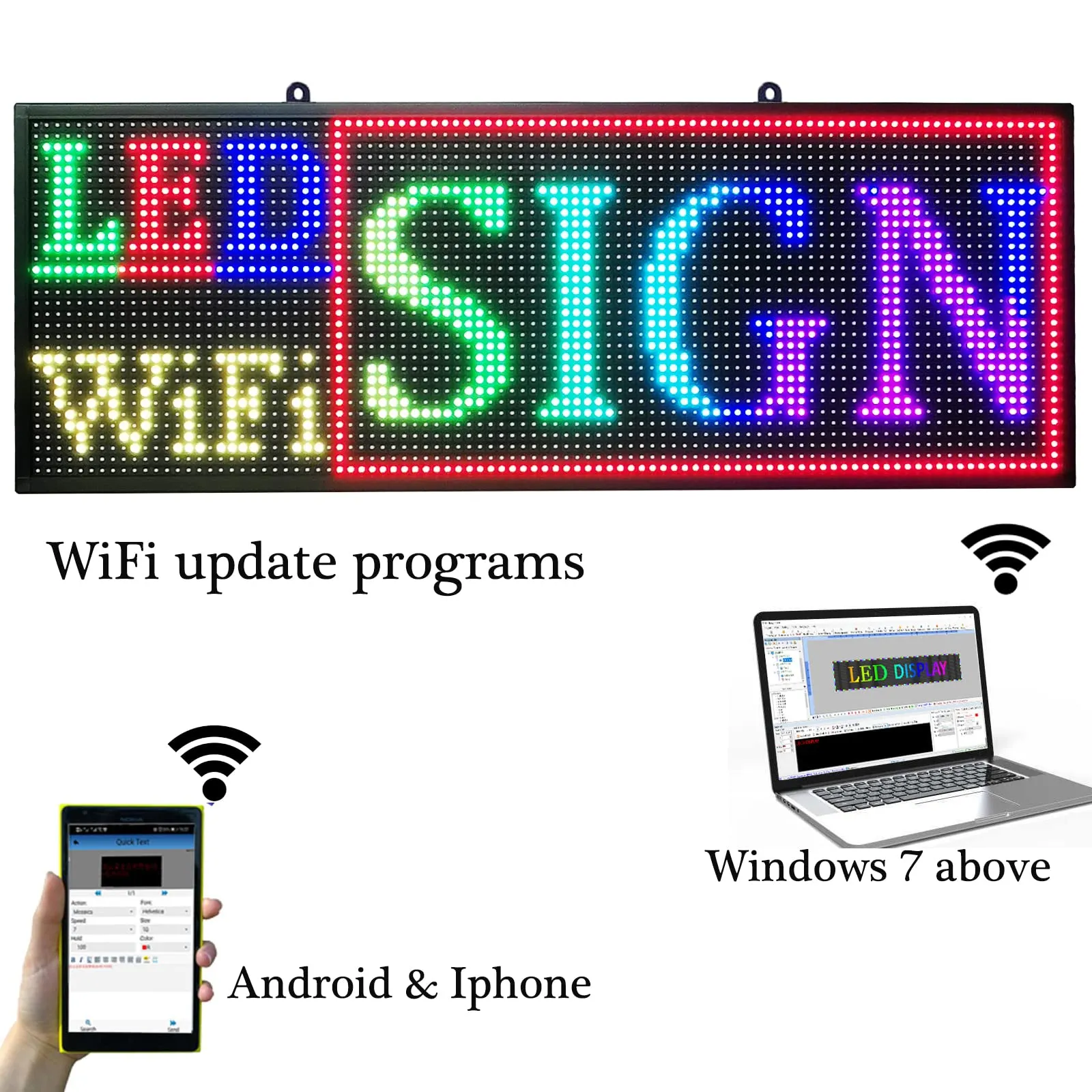 LED Sign P10 Outdoor 39" x 14" with High Resolution Programmable LED Scrolling Sign Display and Perfect Solution for Advertising