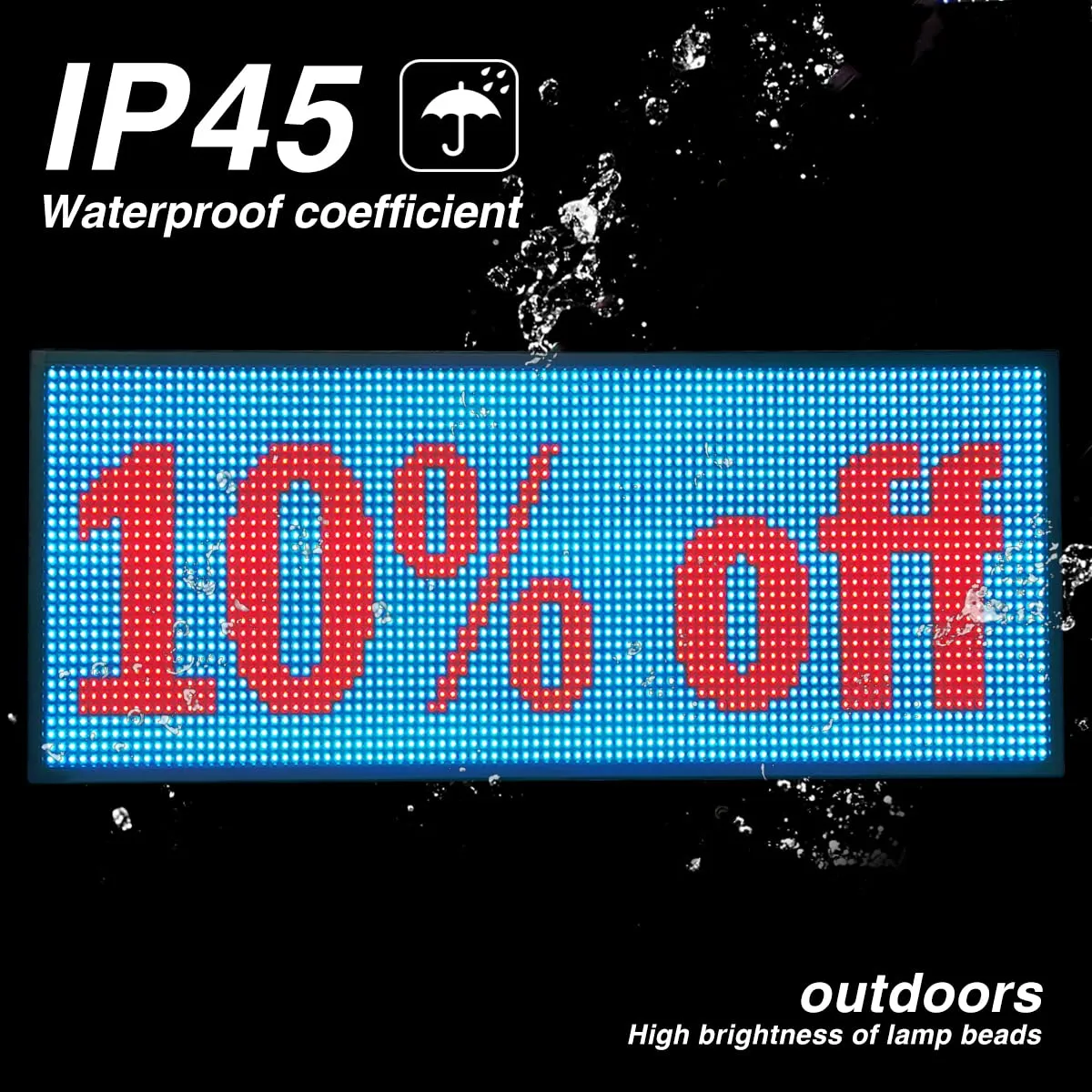 LED Sign P10 Outdoor 39" x 14" with High Resolution Programmable LED Scrolling Sign Display and Perfect Solution for Advertising