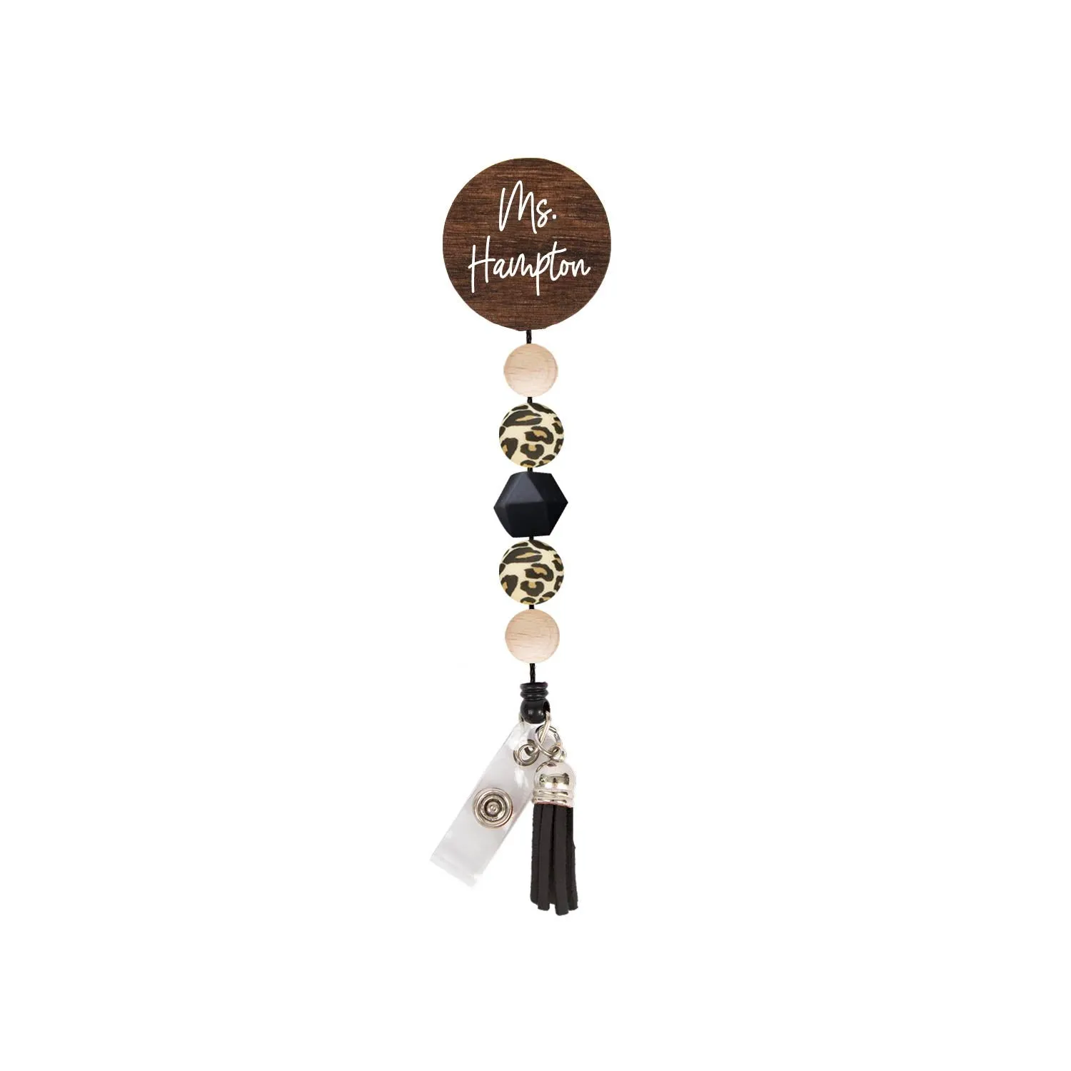 Leopard Beaded Badge Reel