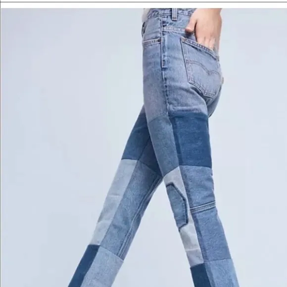 Levi’s Orange Tab 517 Cropped Bootcut Patchwork Jeans