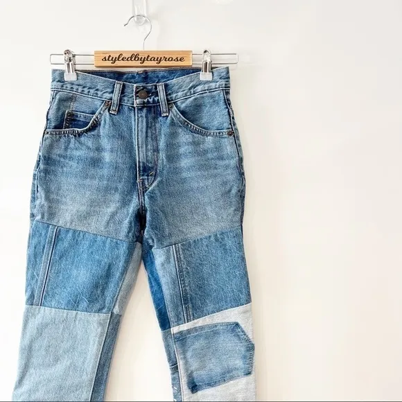 Levi’s Orange Tab 517 Cropped Bootcut Patchwork Jeans