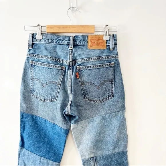 Levi’s Orange Tab 517 Cropped Bootcut Patchwork Jeans