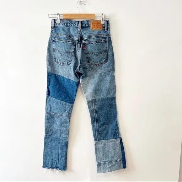 Levi’s Orange Tab 517 Cropped Bootcut Patchwork Jeans
