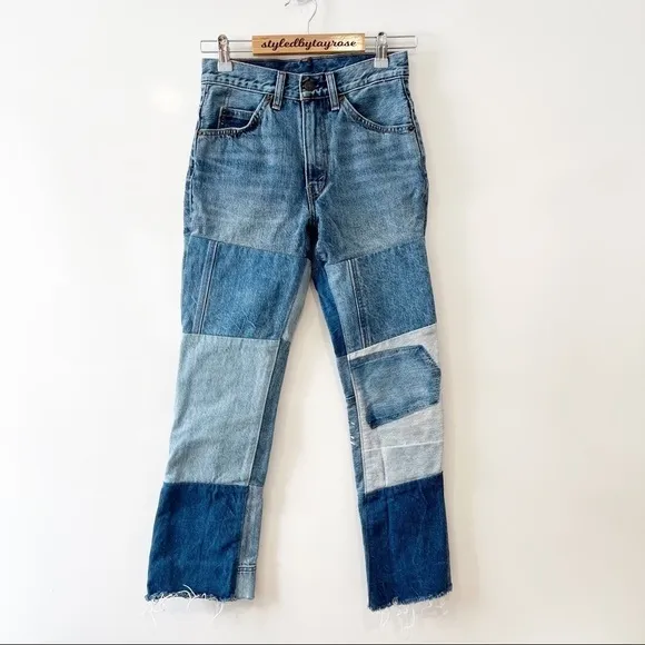 Levi’s Orange Tab 517 Cropped Bootcut Patchwork Jeans