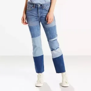Levi’s Orange Tab 517 Cropped Bootcut Patchwork Jeans