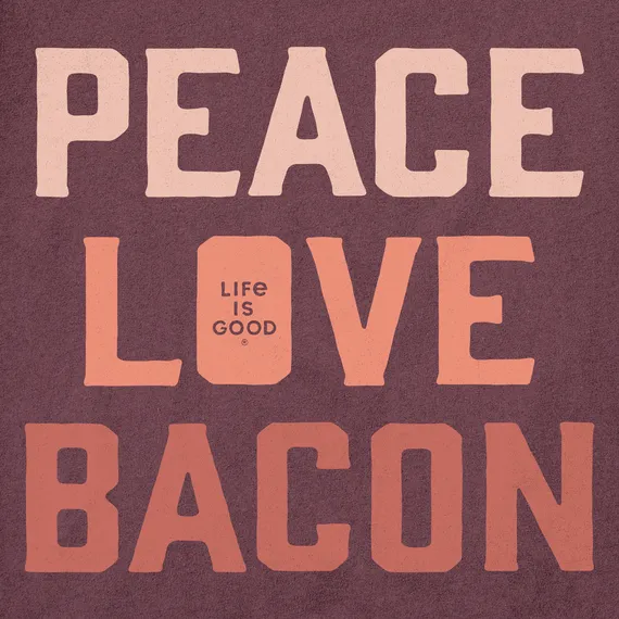Life is Good Men's Peace Love & Bacon Crusher Tee