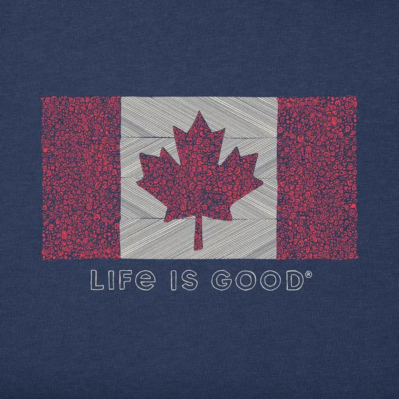 Life is Good Women's Canada Floral Flag Crusher Vee