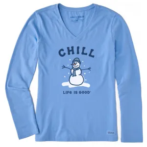 Life is Good Women's Chill Snowman Long Sleeve Crusher Vee