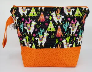 Llamas - Orange - Project Bag - Medium