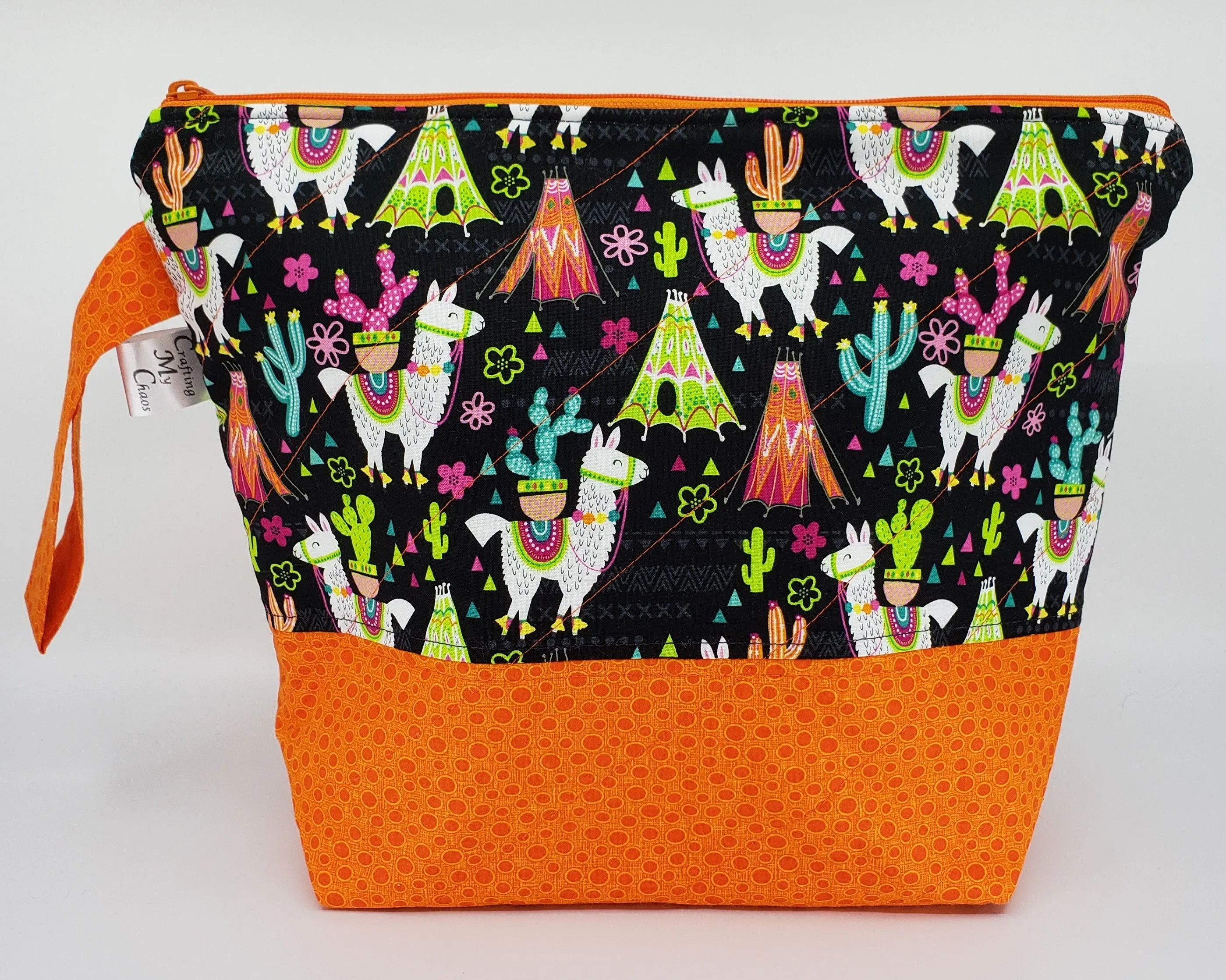 Llamas - Orange - Project Bag - Medium