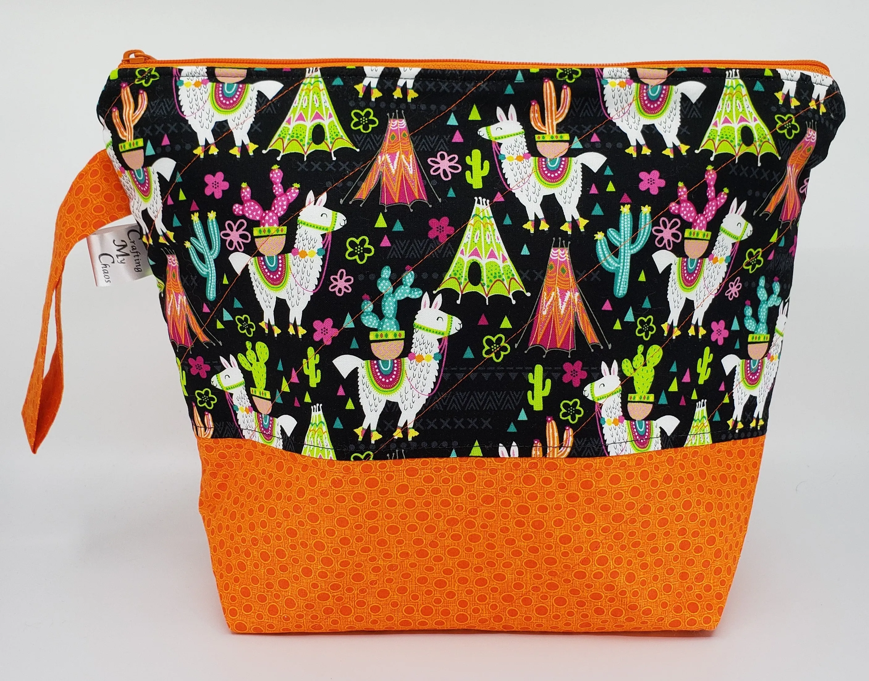 Llamas - Orange - Project Bag - Medium