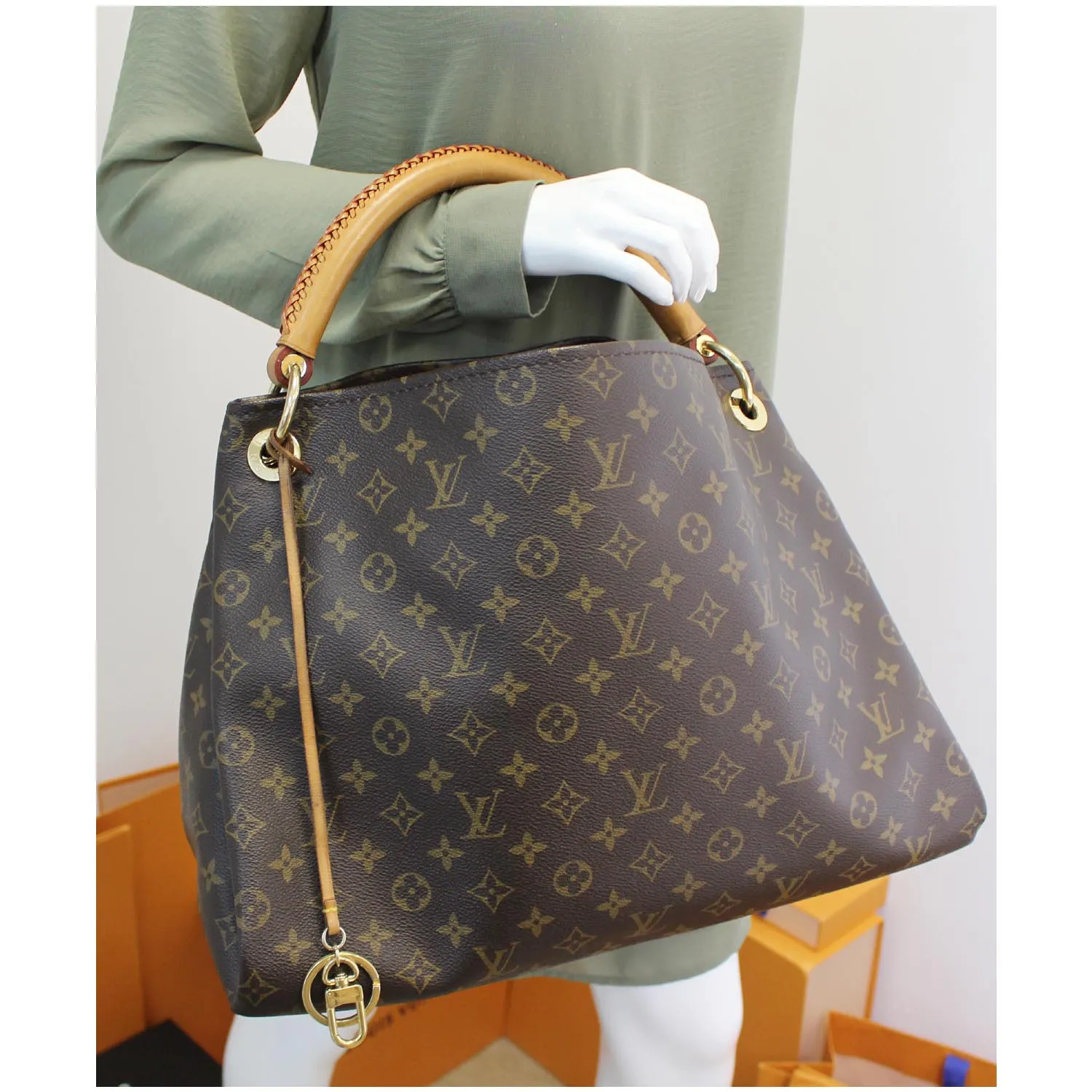 LOUIS VUITTON Artsy MM Monogram Canvas Shoulder Bag Brown