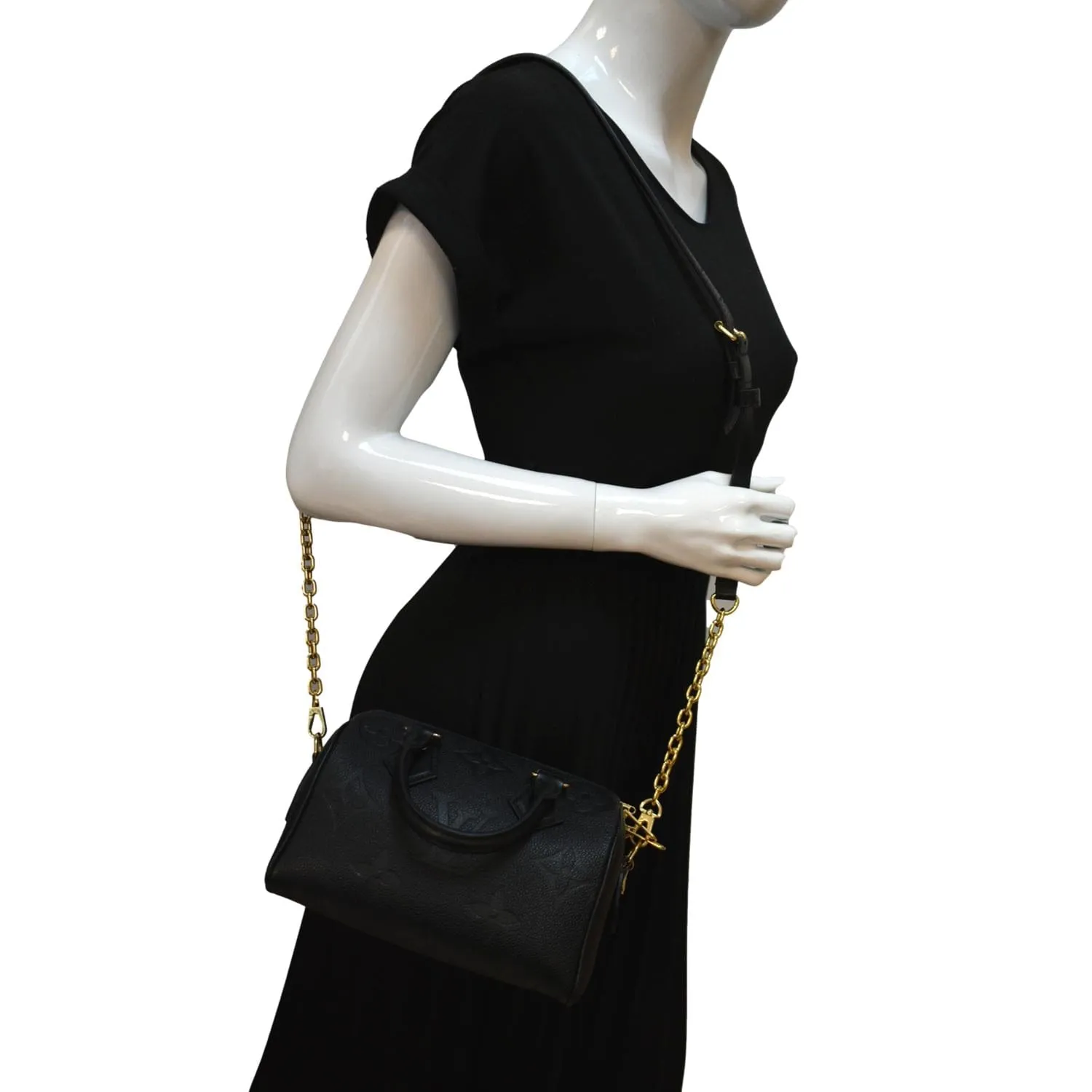 LOUIS VUITTON Giant Speedy 20 Bandouliere Empreinte  Shoulder Bag Black