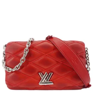 LOUIS VUITTON GO-14 PM Malletage Leather Shoulder Bag Red