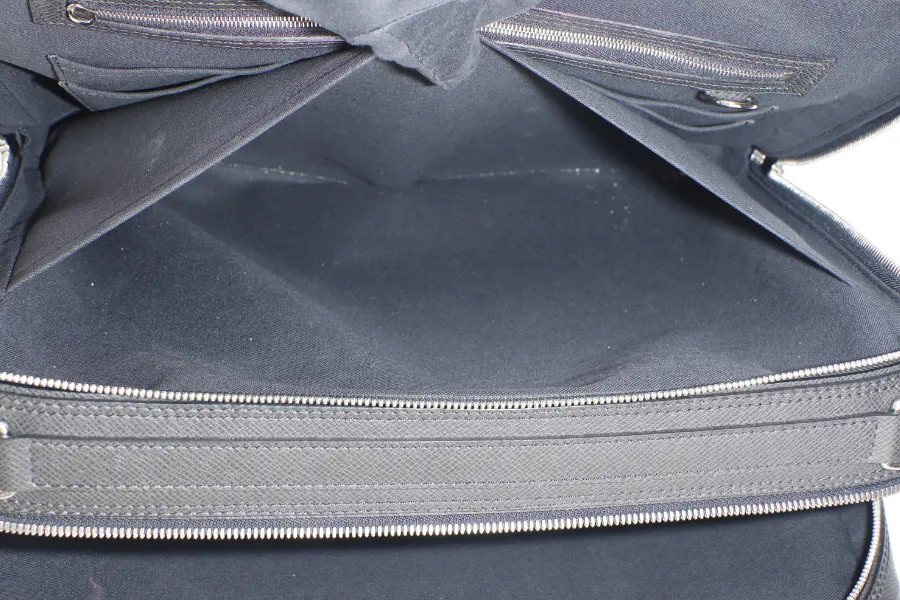 LOUIS VUITTON GREY TAIGA LEATHER DOCUMENT BAG WITH DUST COVER, LOCK&KEYS