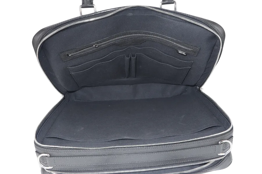 LOUIS VUITTON GREY TAIGA LEATHER DOCUMENT BAG WITH DUST COVER, LOCK&KEYS