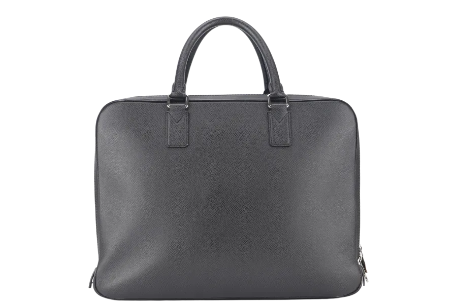 LOUIS VUITTON GREY TAIGA LEATHER DOCUMENT BAG WITH DUST COVER, LOCK&KEYS