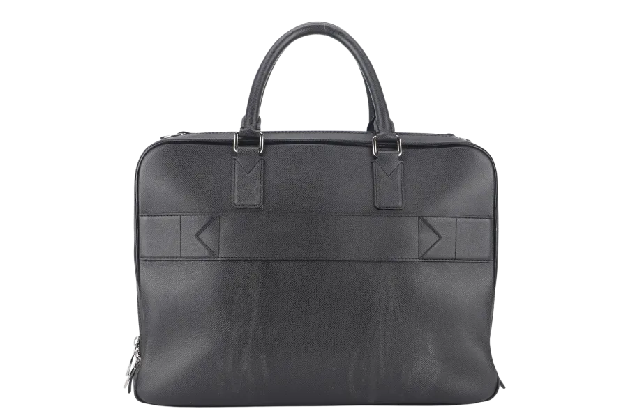 LOUIS VUITTON GREY TAIGA LEATHER DOCUMENT BAG WITH DUST COVER, LOCK&KEYS