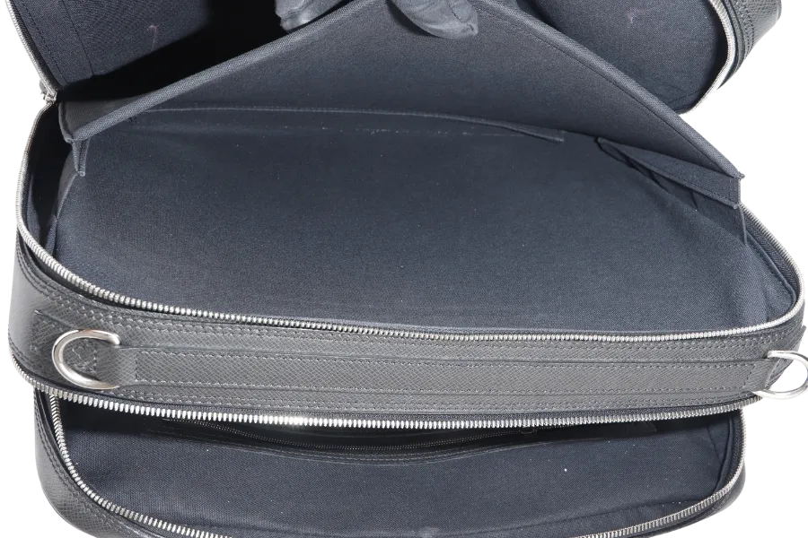 LOUIS VUITTON GREY TAIGA LEATHER DOCUMENT BAG WITH DUST COVER, LOCK&KEYS