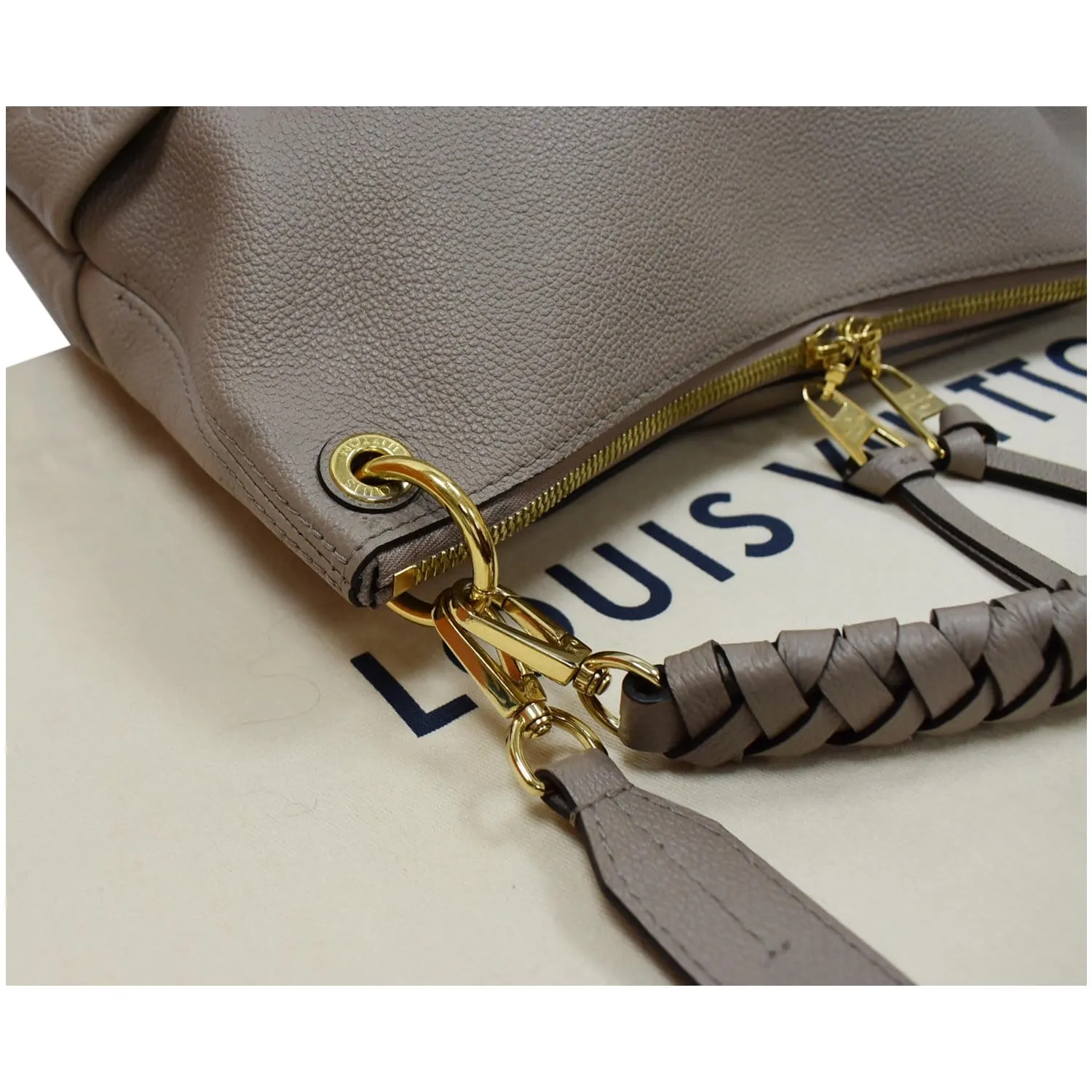 LOUIS VUITTON Maida Monogram Empreinte Leather Hobo Shoulder Bag Tourterelle