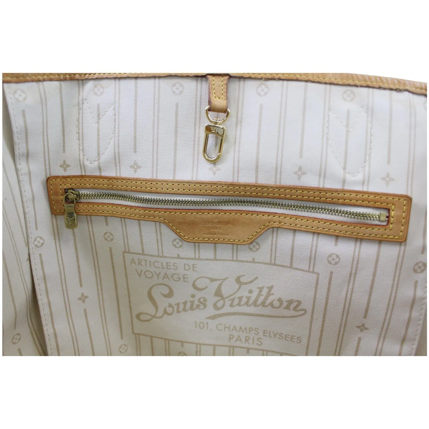 LOUIS VUITTON Neverfull GM Damier Azur Tote Shoulder Bag White