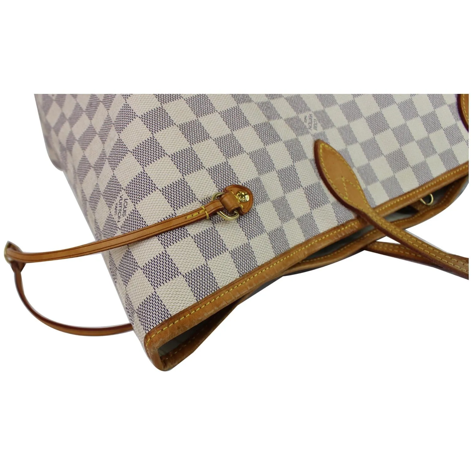 LOUIS VUITTON Neverfull GM Damier Azur Tote Shoulder Bag White