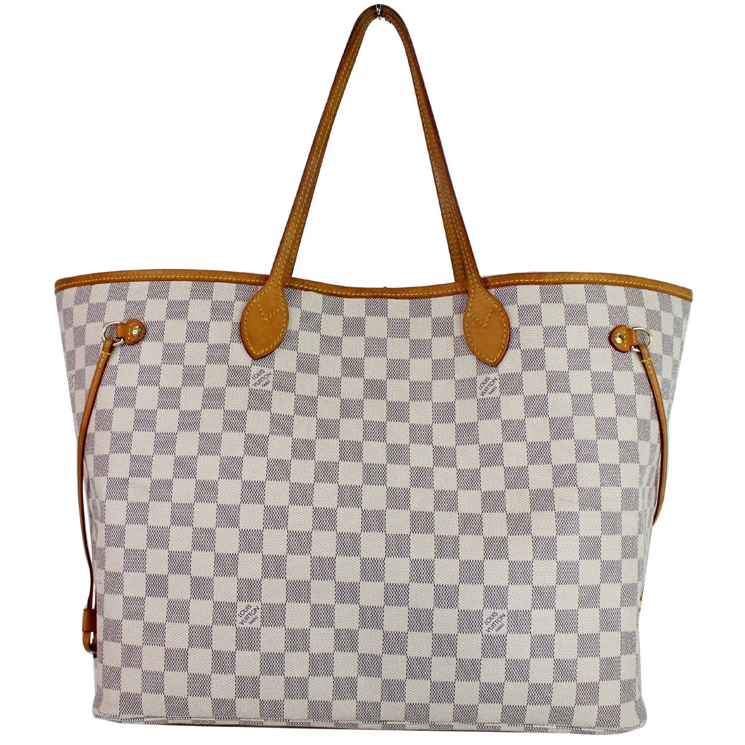 LOUIS VUITTON Neverfull GM Damier Azur Tote Shoulder Bag White