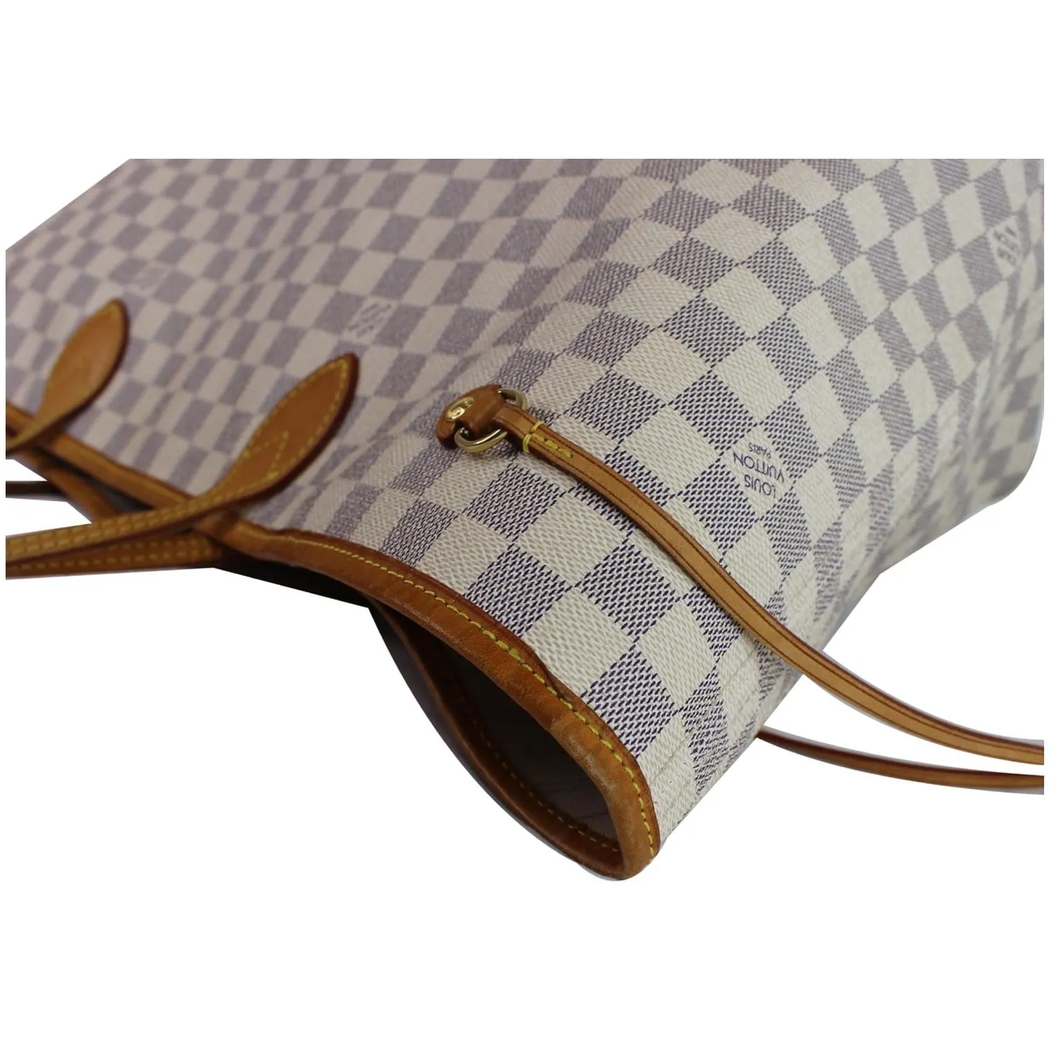 LOUIS VUITTON Neverfull GM Damier Azur Tote Shoulder Bag White